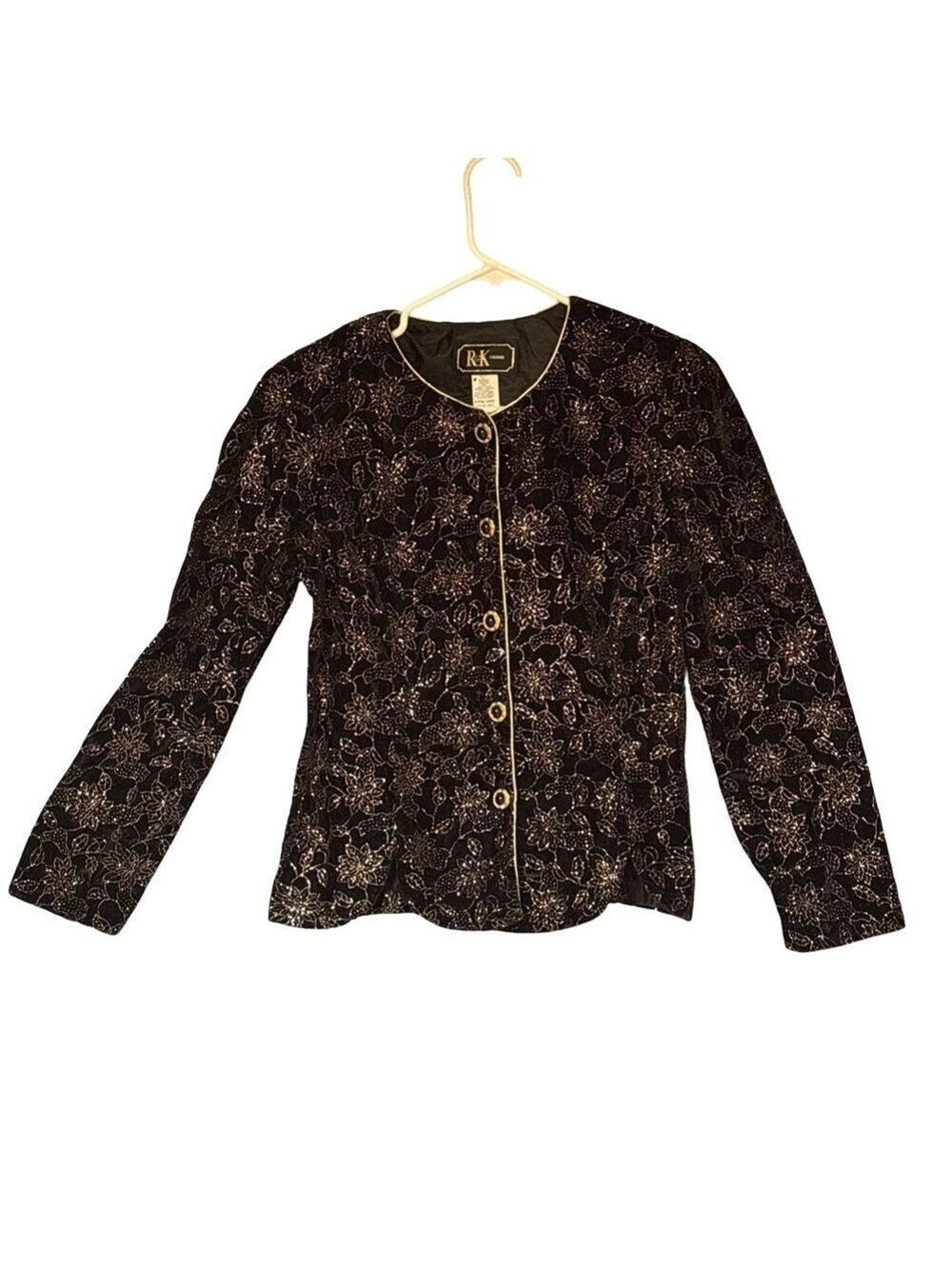 R&K Floral Sequin Evening Jacket Size 8 Vintage